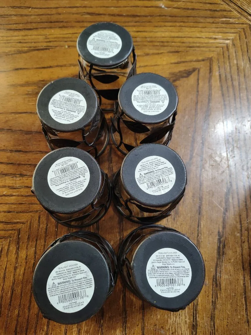 Set of 7 Black Metal Leaves Candle Holders- about 4inches